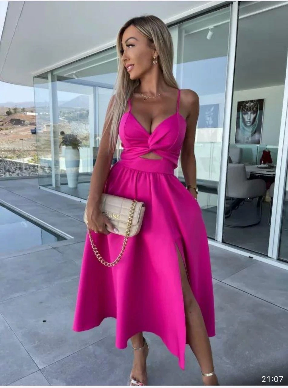 Askılı Dabıl Kumaş Elbise