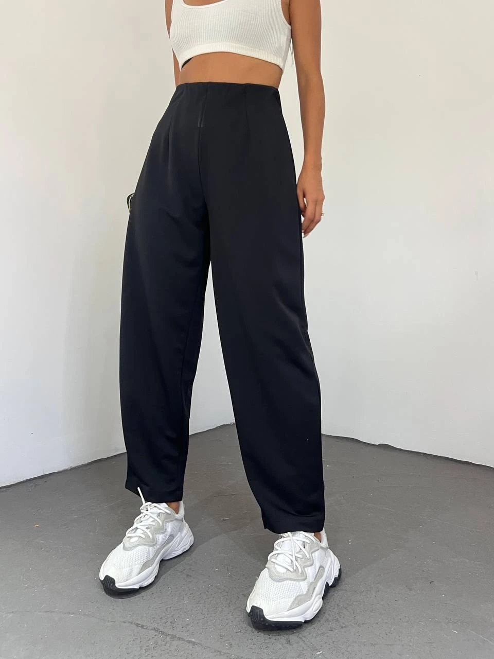 Atlas Kumaş Beli Pile Balon Pantolon