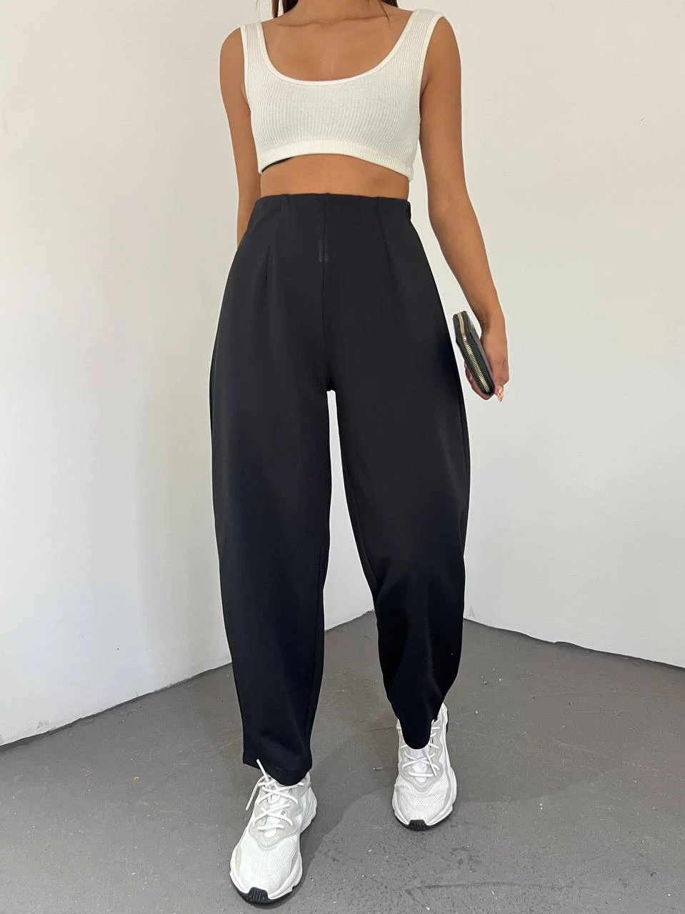 Atlas Kumaş Beli Pile Balon Pantolon