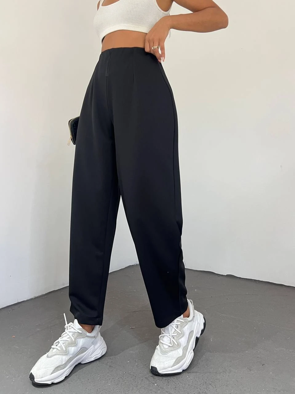 Atlas Kumaş Beli Pile Balon Pantolon