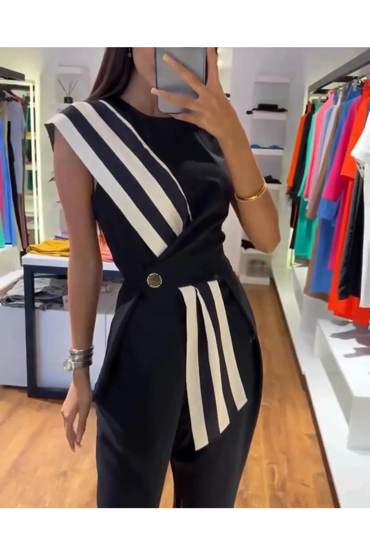 Atlas Kumaş Saten Detaylı Tasarım Tulum