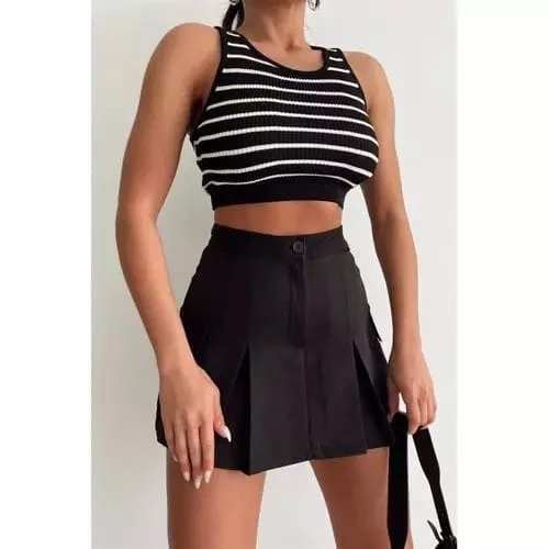 Atlas Kumaş Şortlu Etek