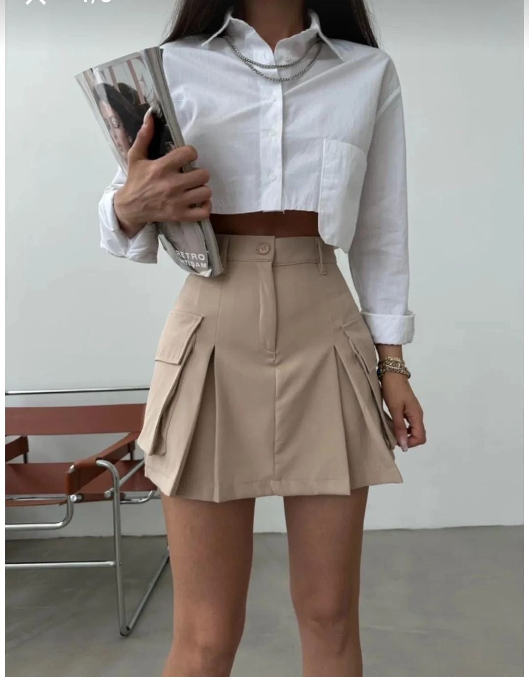 Atlas Kumaş Şortlu Etek