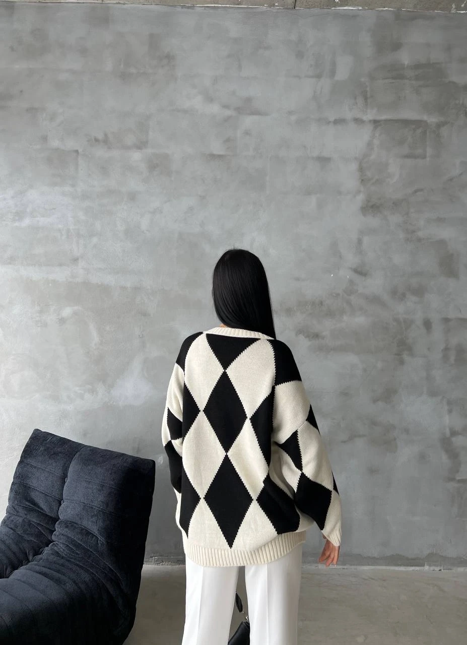 Baklava Desen ve Yaka Triko