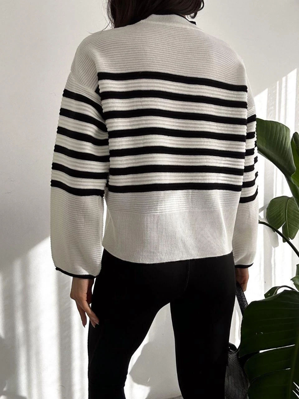 Balıkçı Yaka Çizgili Triko Kazak