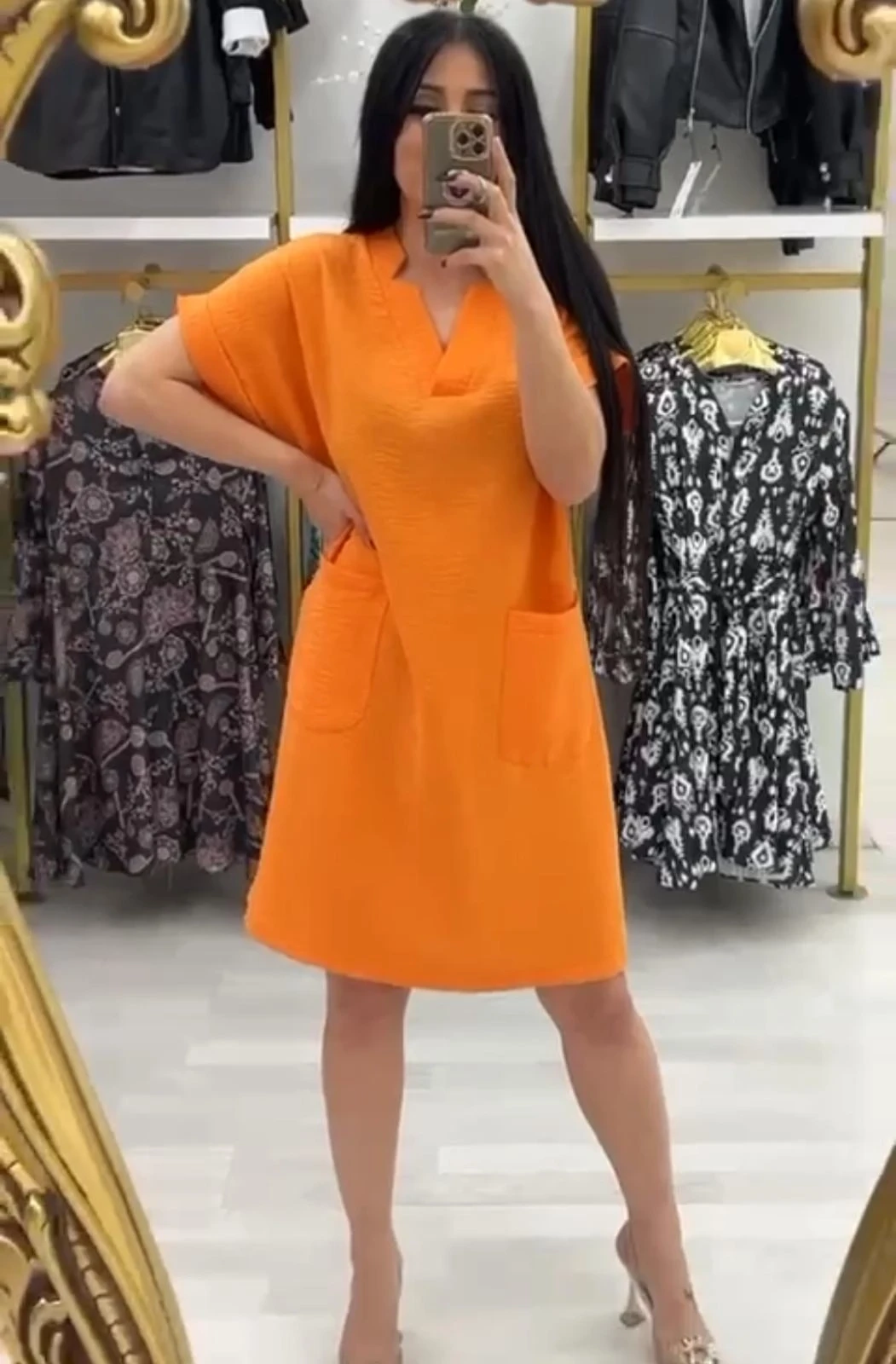 Cep Detaylı Midi Boy Elbise