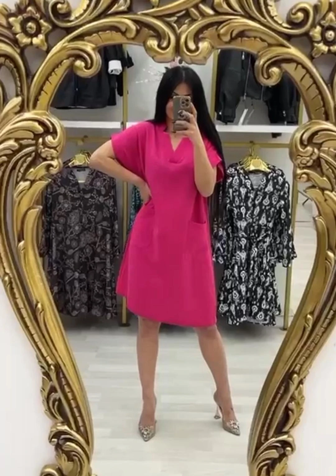 Cep Detaylı Midi Boy Elbise