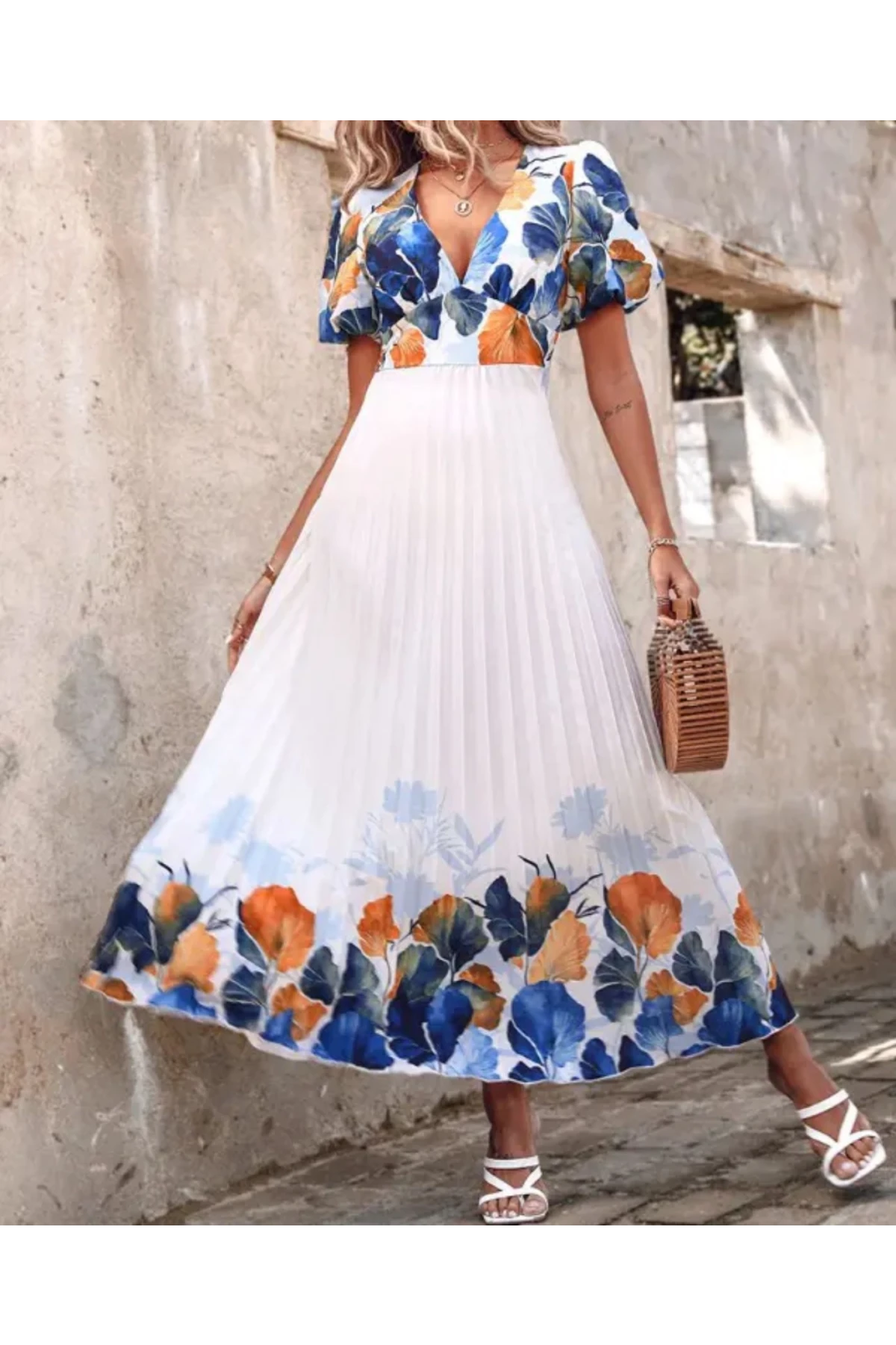 Cobe Saten Kumaş Piliseli Elbise