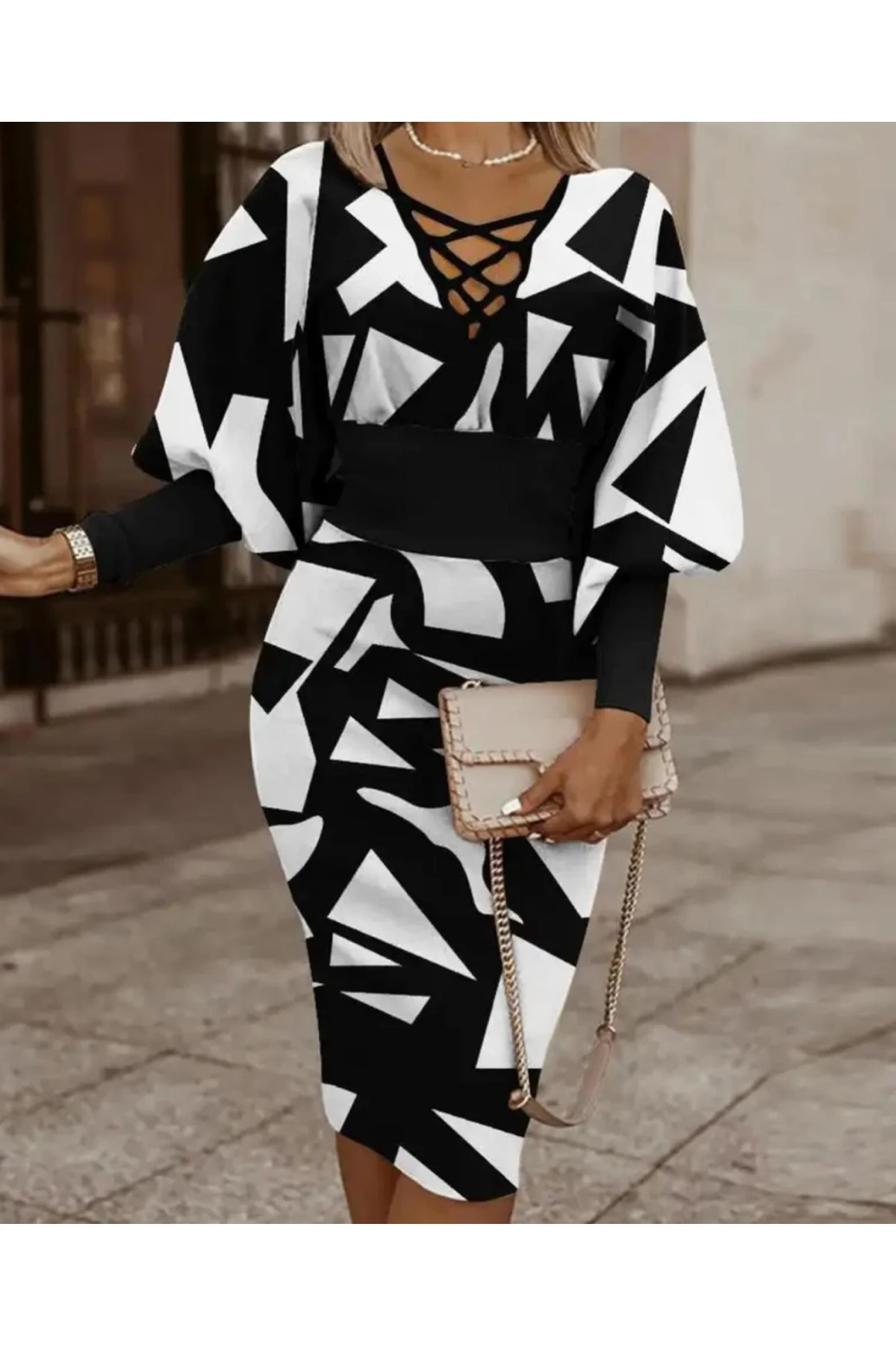 Dijital Baskı Jessica Kumaş Elbise