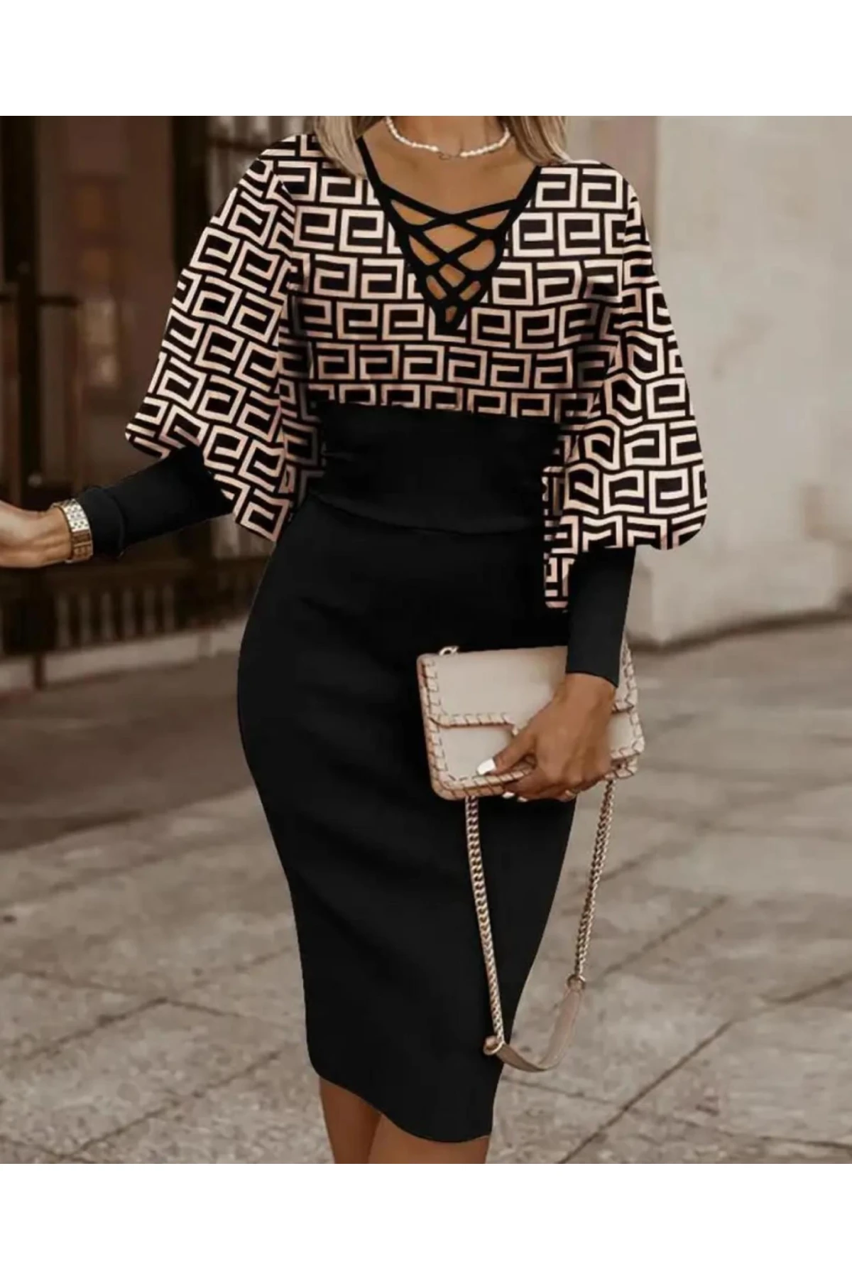 Dijital Baskı Jessica Kumaş Elbise