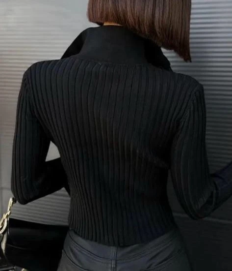 Fermuarlı Kaşkorse Bluz