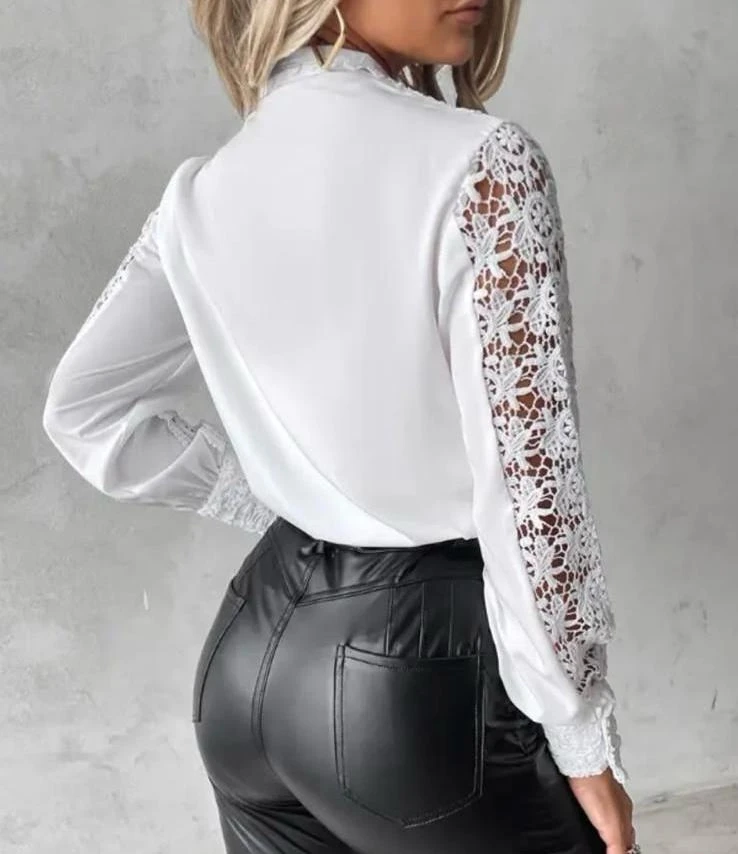 Jessika  Kumaş Güpür Detaylı Gömlek