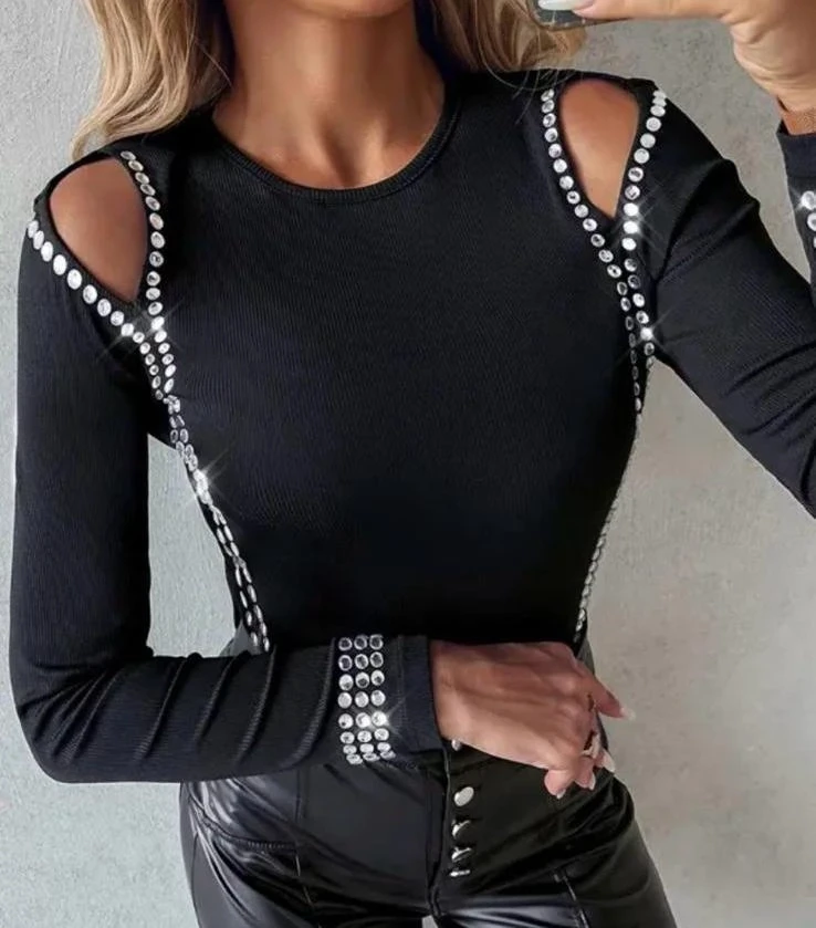 Kaşkorse Kumaş Taş Detaylı Bluz