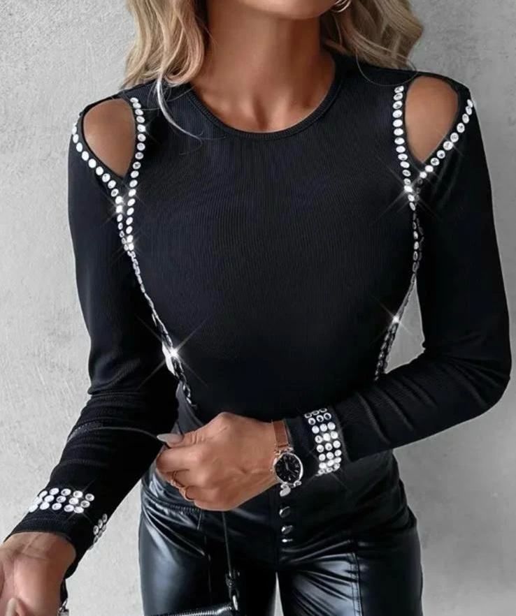 Kaşkorse Kumaş Taş Detaylı Bluz