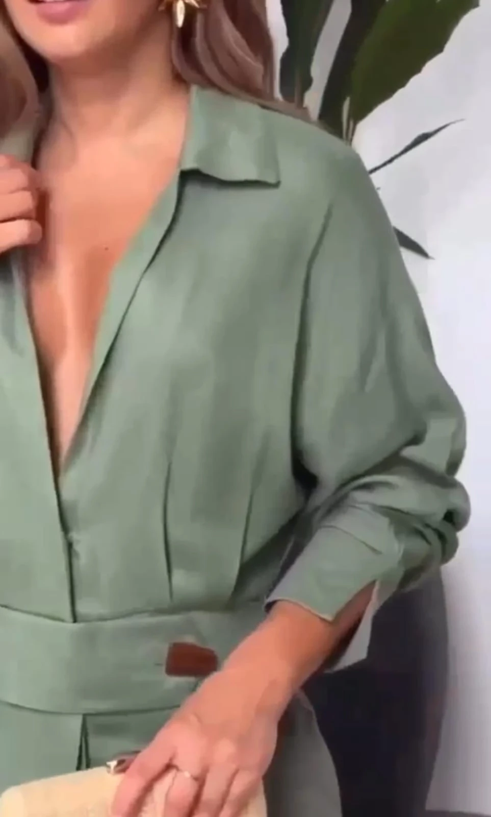 Keten Kumaş Cepli Maxi Elbise