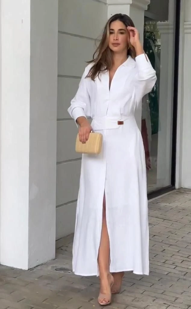 Keten Kumaş Cepli Maxi Elbise