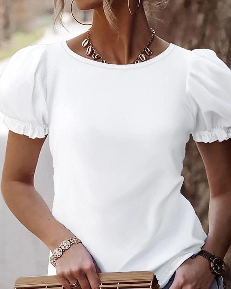 Kısa Karpuz Kollu Sırt Dantel Detay Jessica Bluz