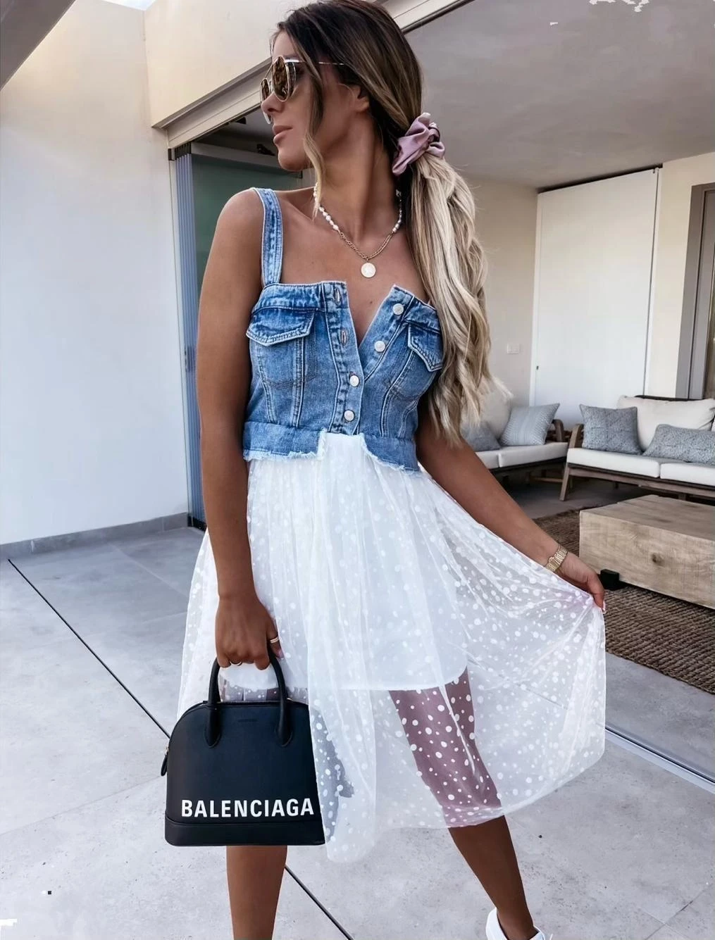 Kot Detaylı Tasarım Elbise