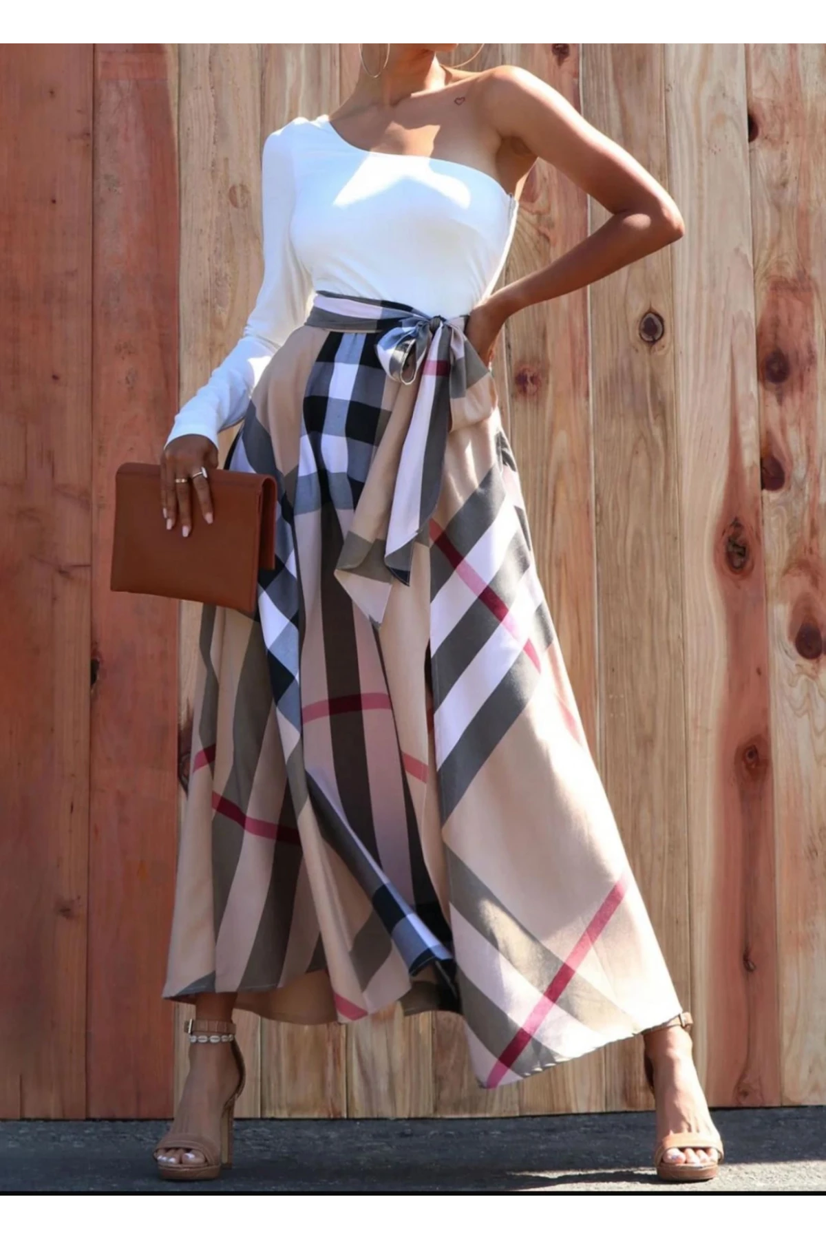 Krep Kumaş Desenli Klos Etek