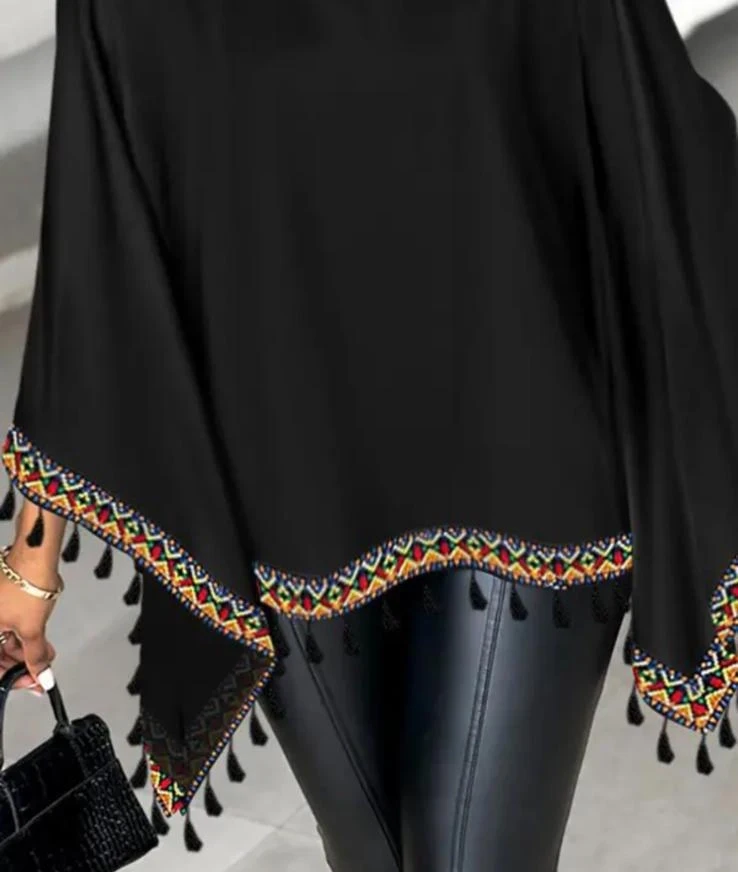 Mikro Kumaş Püsküllü Salaş Bluz