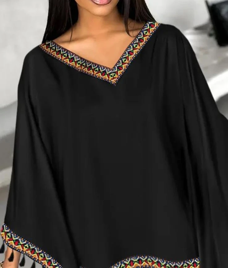 Mikro Kumaş Püsküllü Salaş Bluz