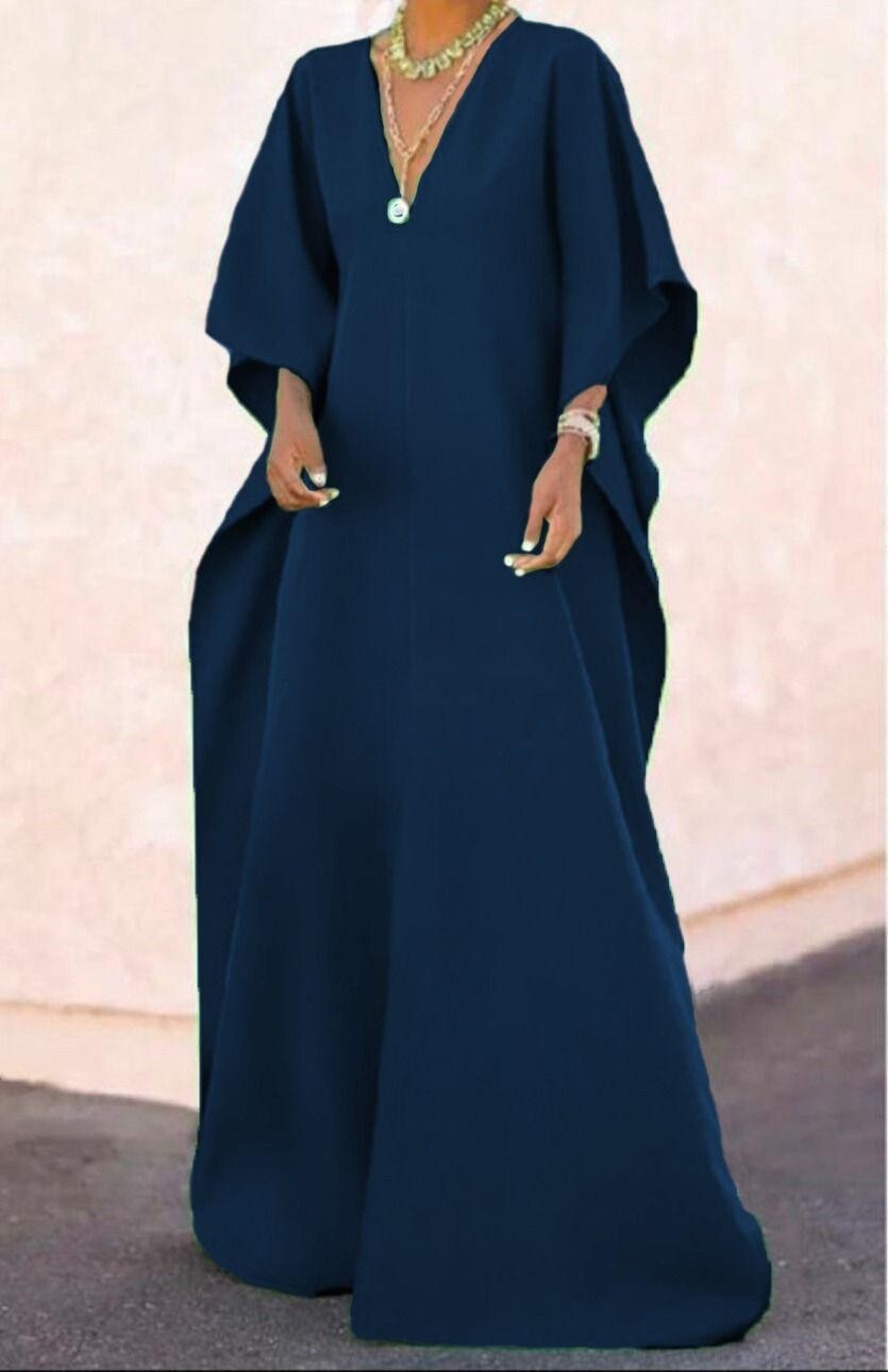 Salash V-Yaka Dokuma Kumaş Elbise