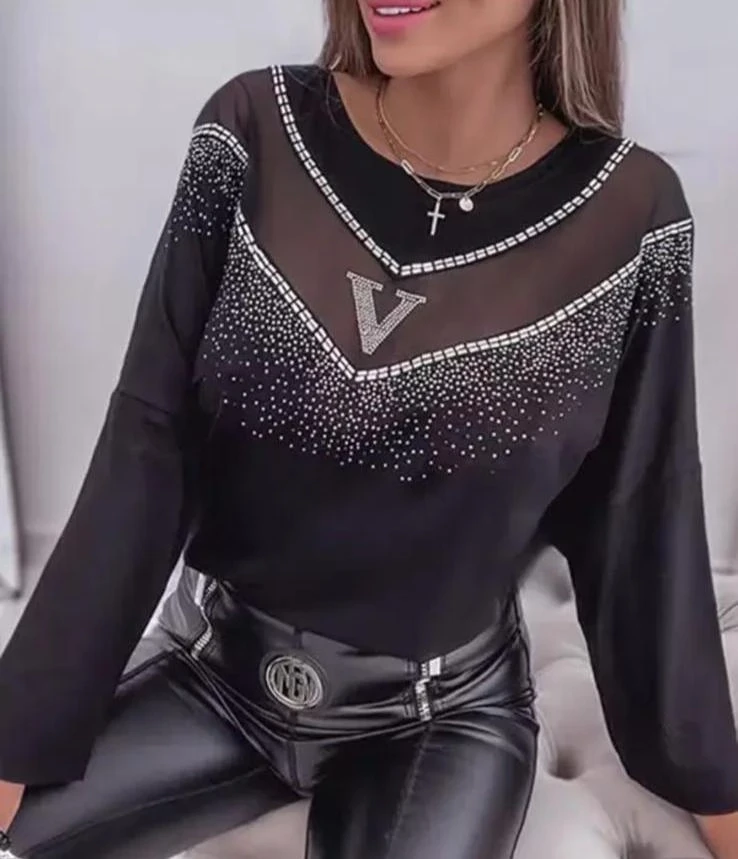 Taşlı Scuba Bluz