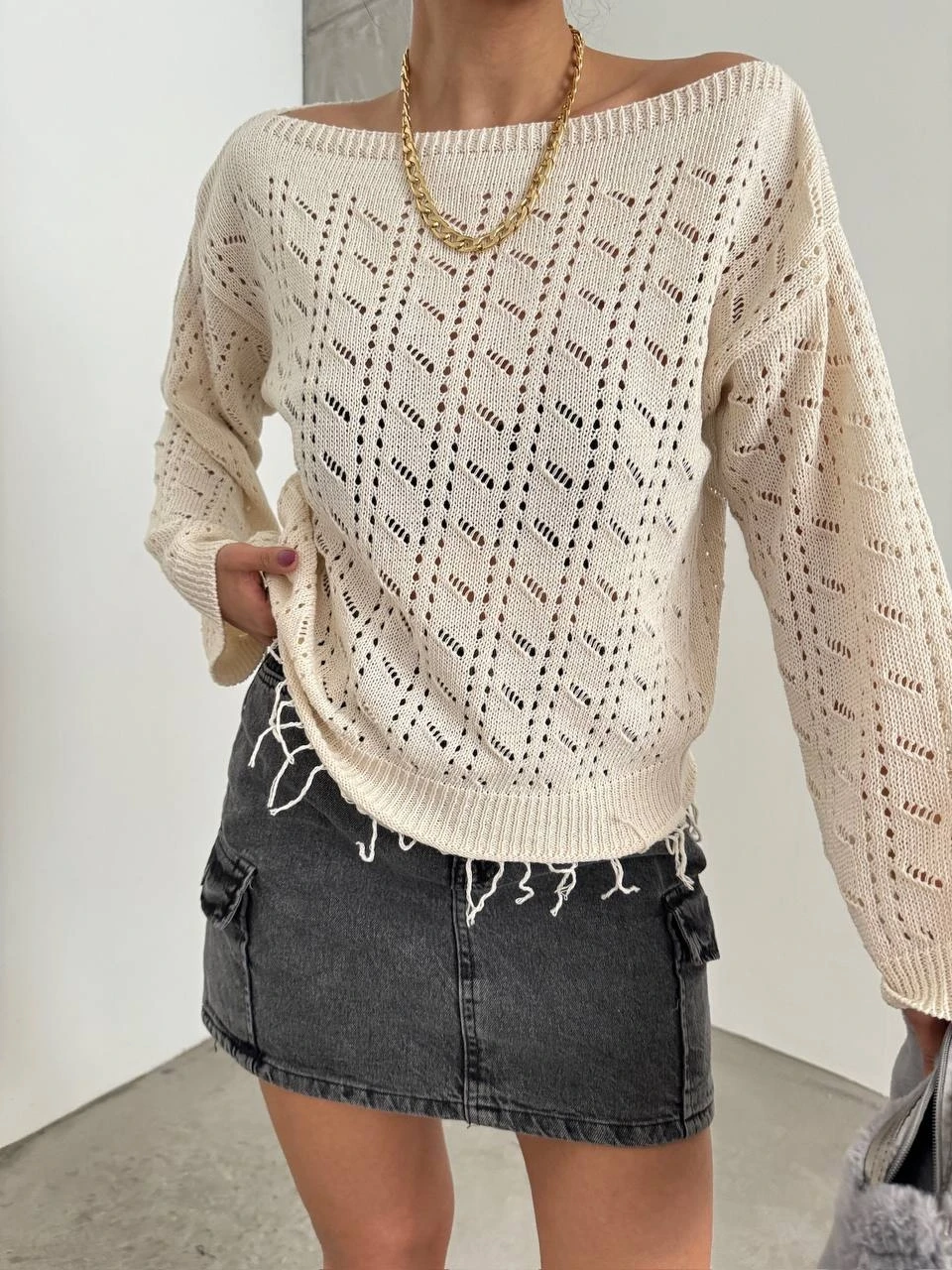 Tığ İşi Desen Triko Bluz