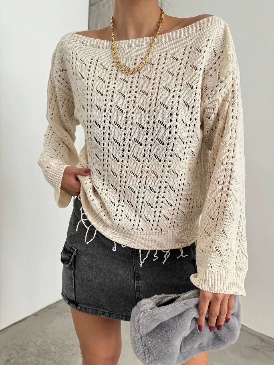 Tığ İşi Desen Triko Bluz