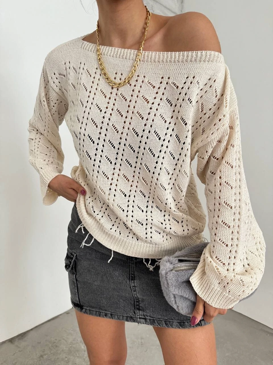 Tığ İşi Desen Triko Bluz