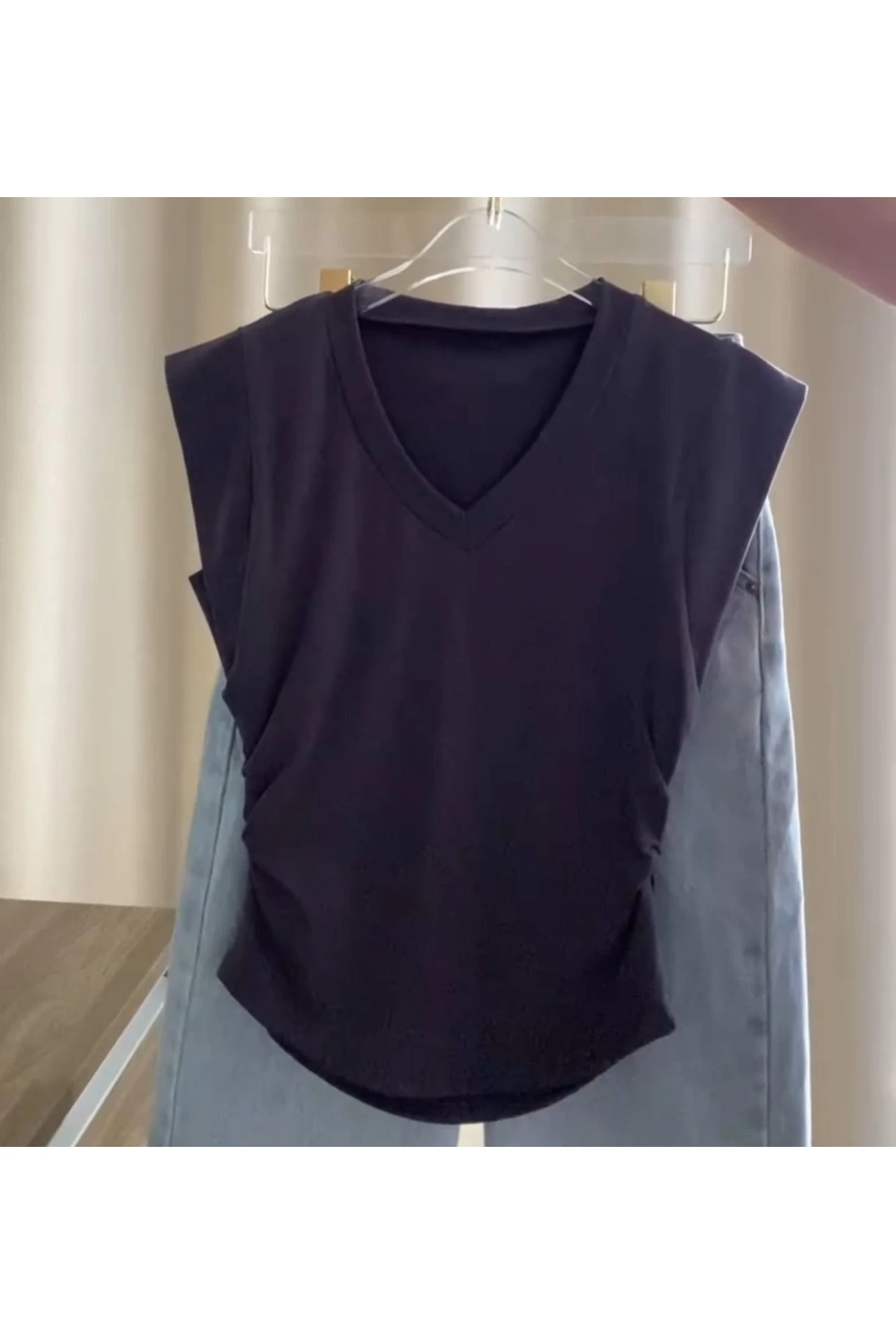 Z@R@ Compact Penye V-Yaka Tasarım Bluz