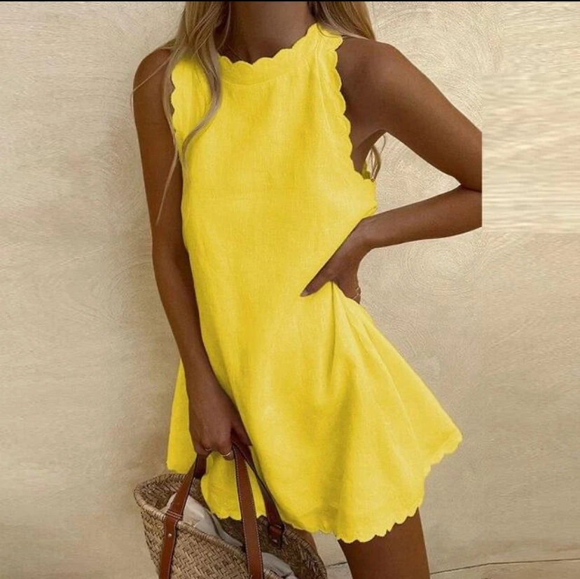 Keten Kumaş Lazer Kesim Elbise