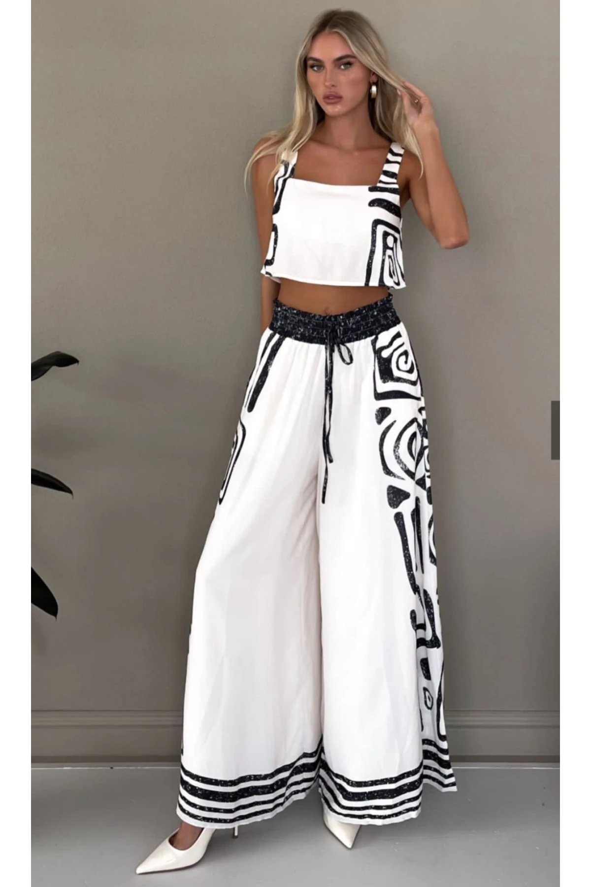 2 li Takım Pantolon & Crop Atlas Kumas