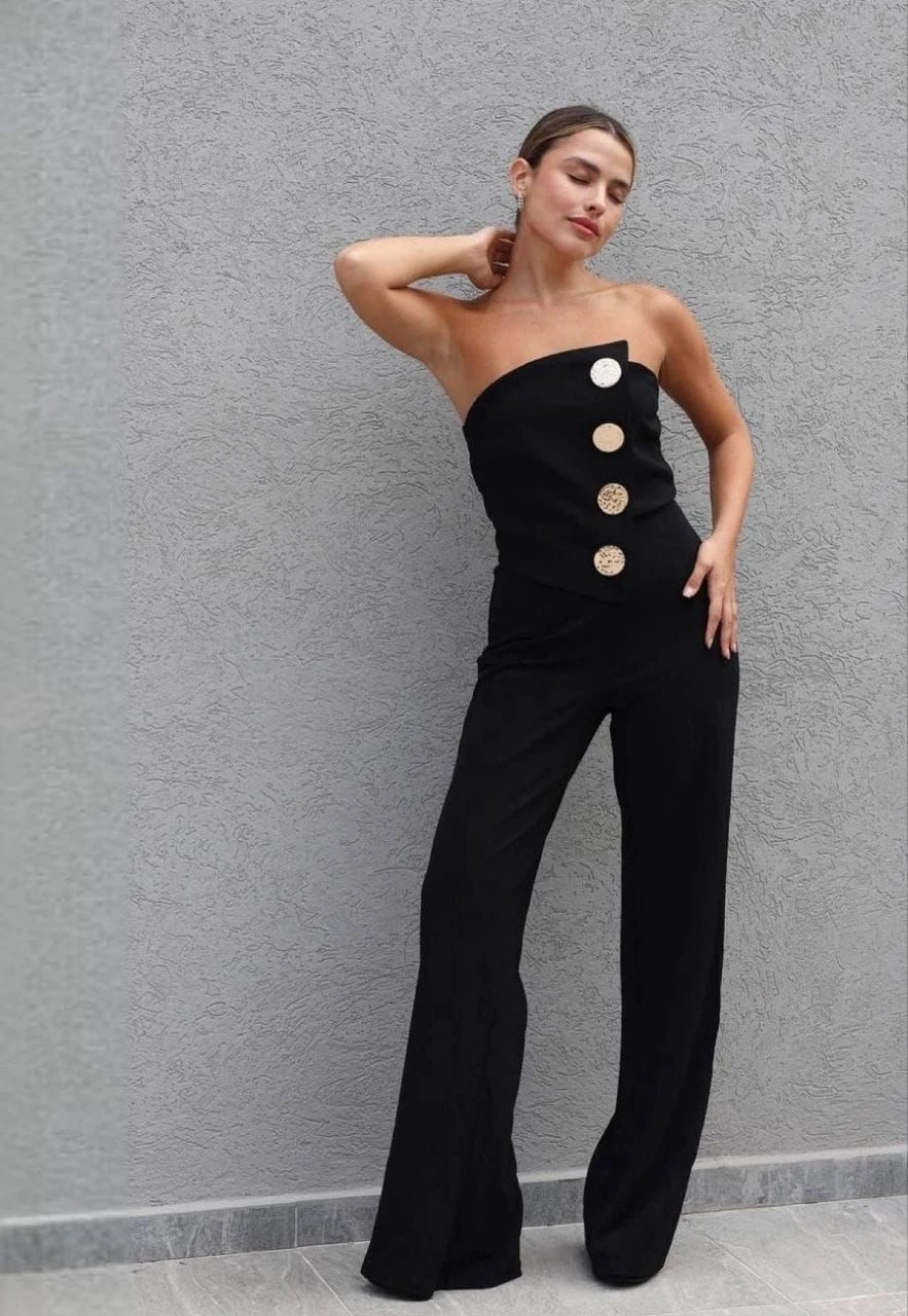 Atlas Kumaş Düğme Detaylı Takım