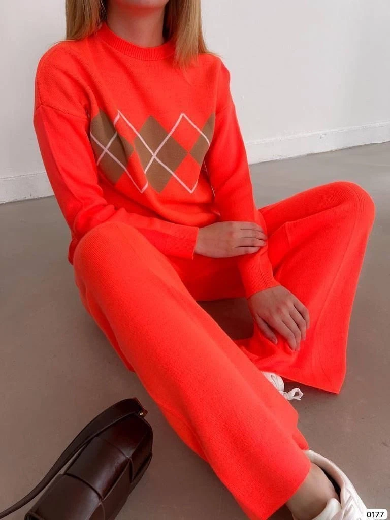 Baklava Desenli Triko Takım