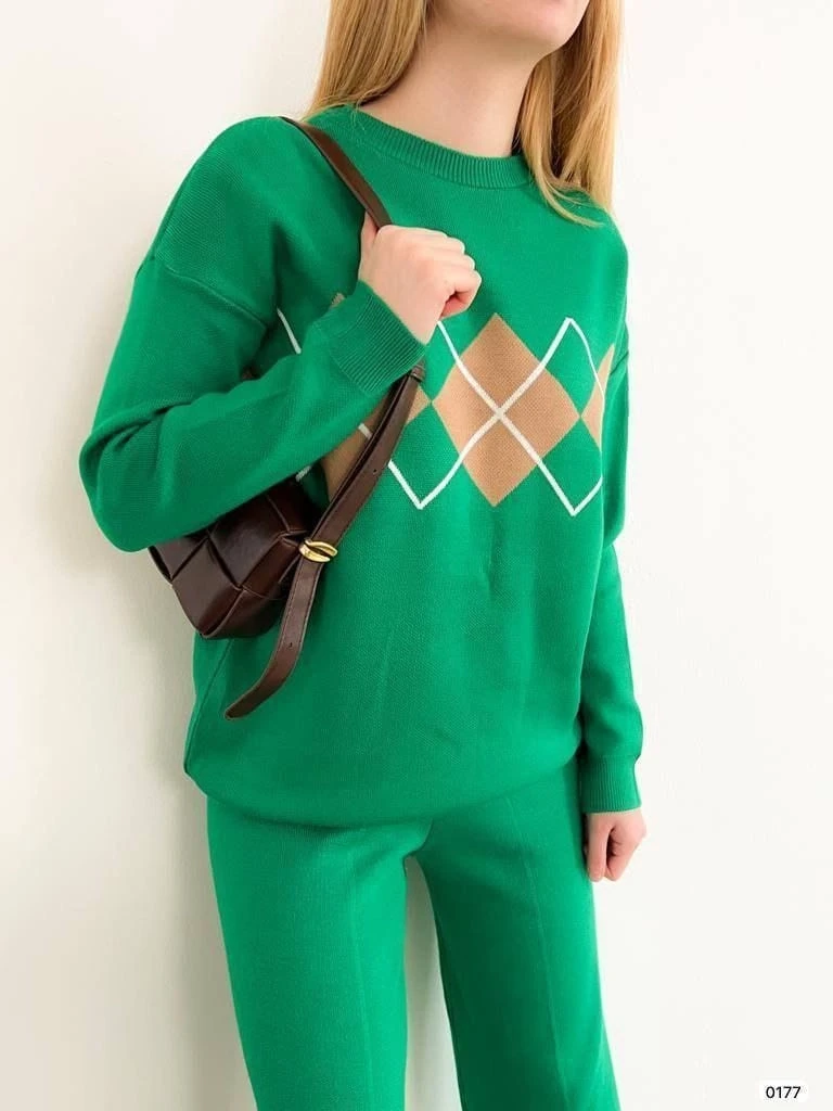 Baklava Desenli Triko Takım