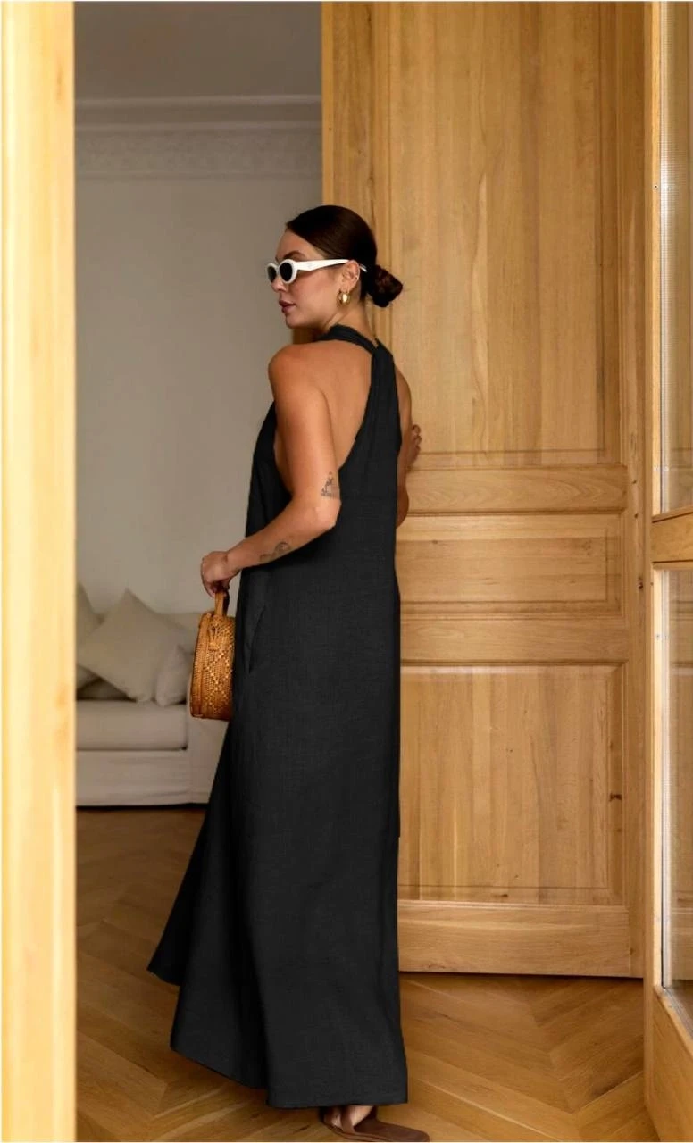 Dabıl Atlas Kumaş Cep Ve sırt Detaylı Elbise