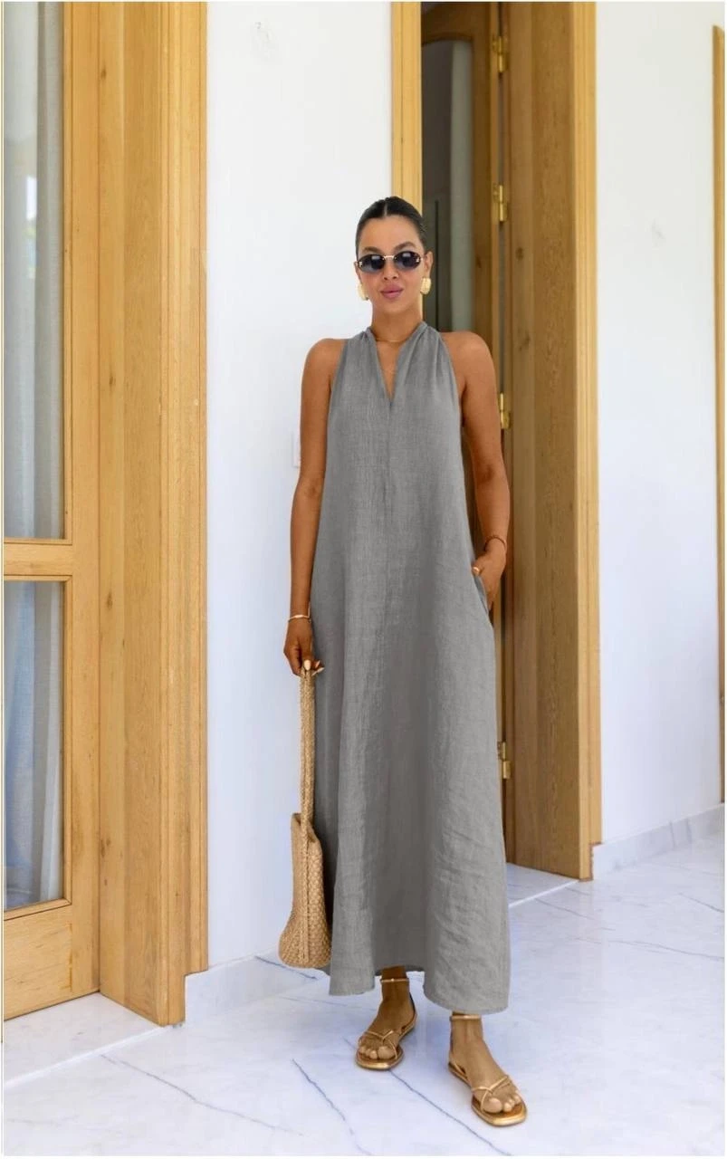 Dabıl Atlas Kumaş Cep Ve sırt Detaylı Elbise