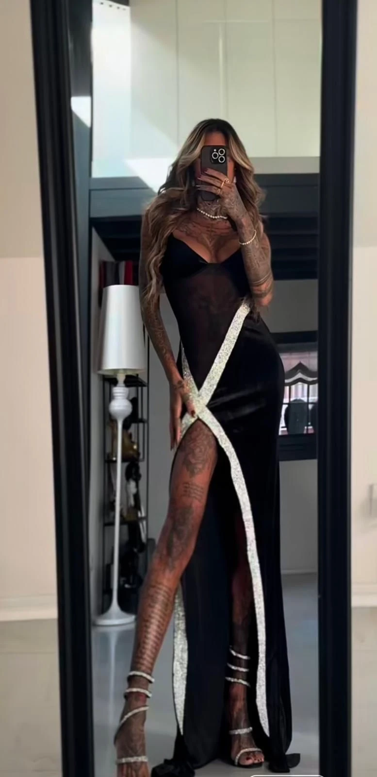 Dalgıç  Kumaş Silikon Taşlı Tüllü Elbise