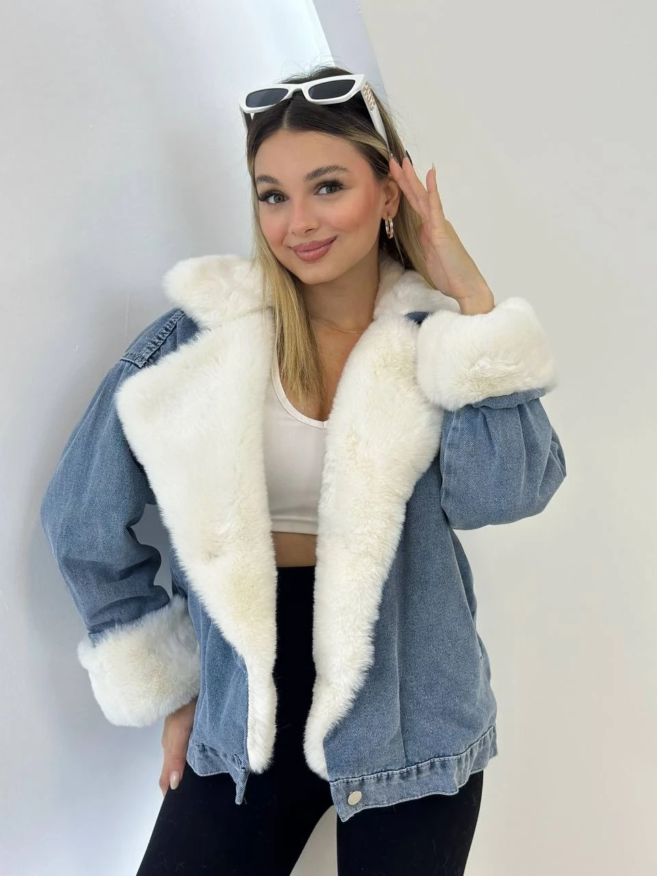 Denim Yıkamalı İçi Peluş Mont