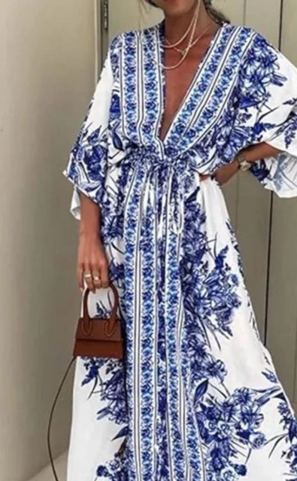 Desenli  Mikro Kumaş Maxi  Kimono & Elbise