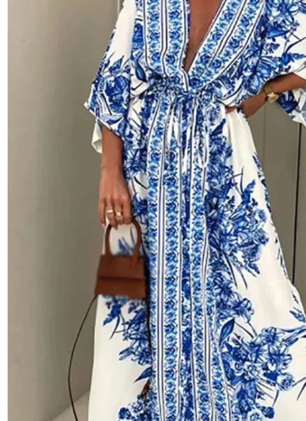 Desenli  Mikro Kumaş Maxi  Kimono & Elbise