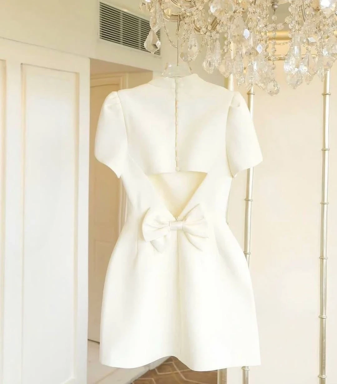 İthal Atlas Kumaş Sırtı Fiyonklu  Elbise