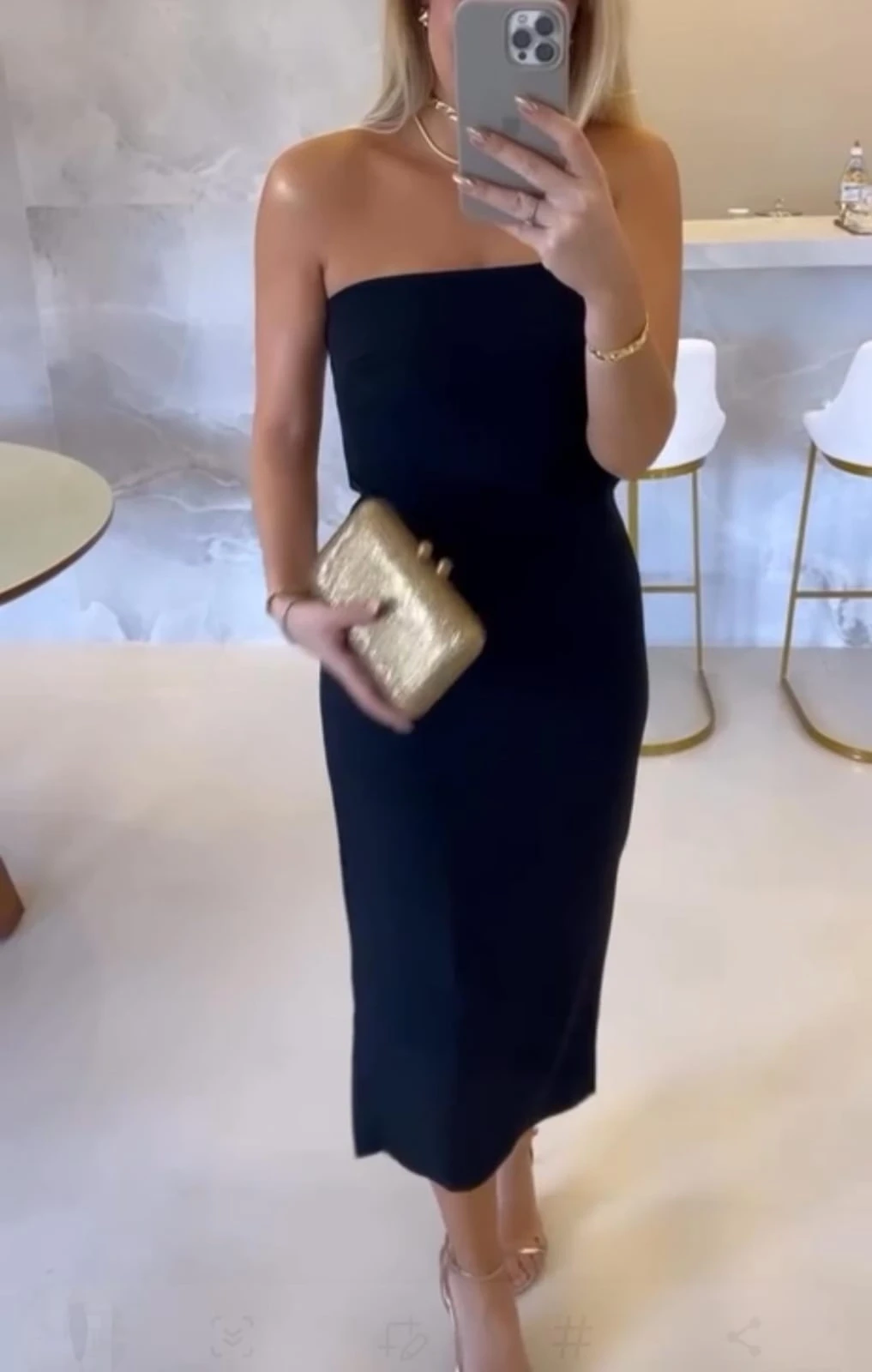 İthal Atlas Kumaş Straplez Astarlı Elbise