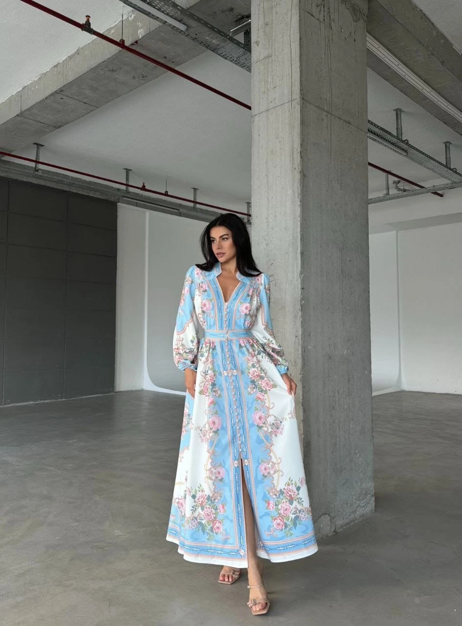 İthal Babel Kumaş Maxi Elbise