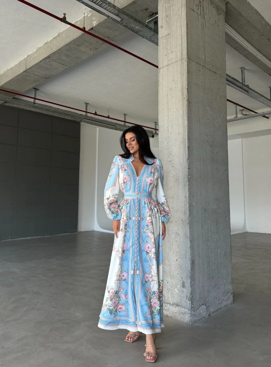 İthal Babel Kumaş Maxi Elbise