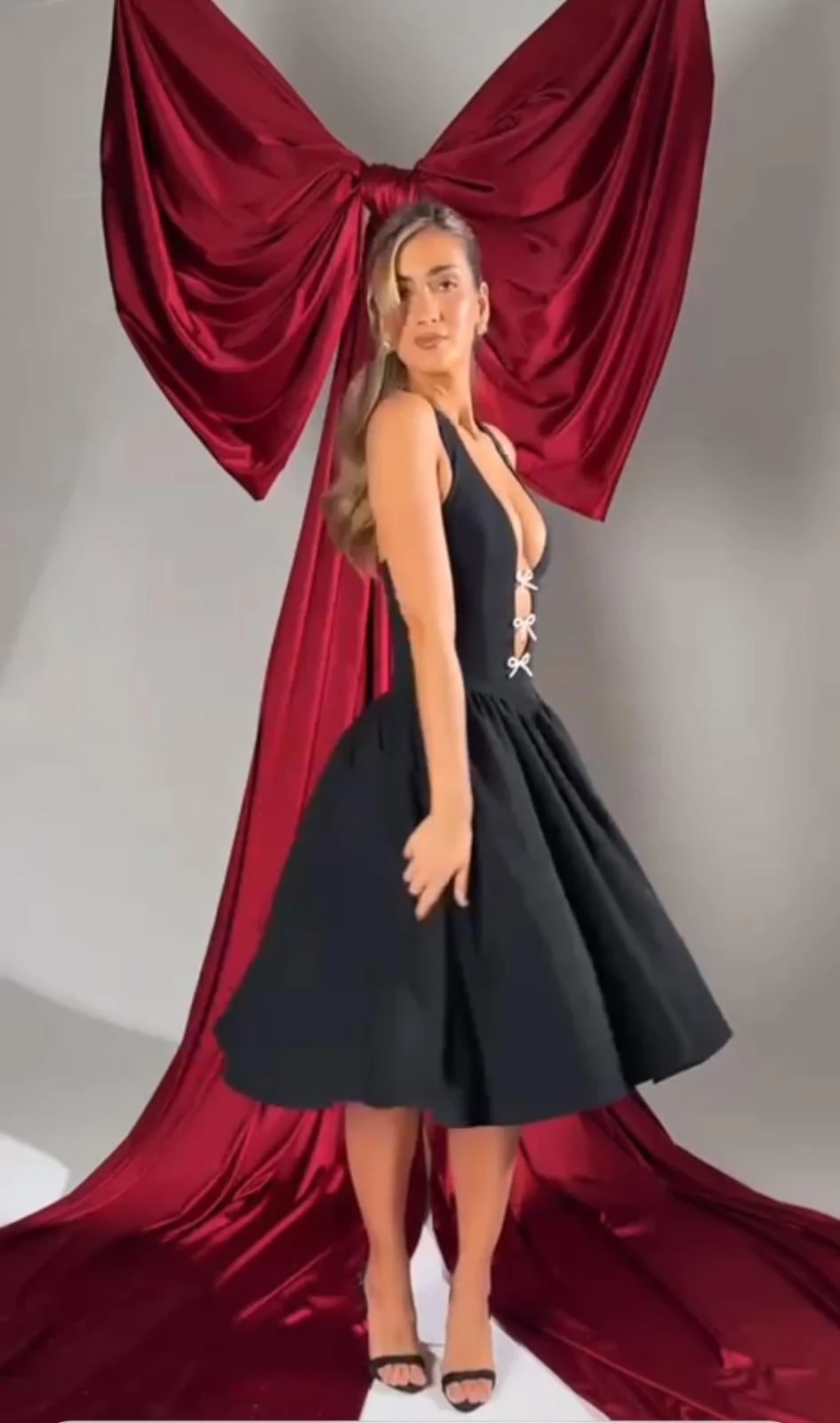 İthal Dabıl Kumaş Boncuklu Tasarım Elbise