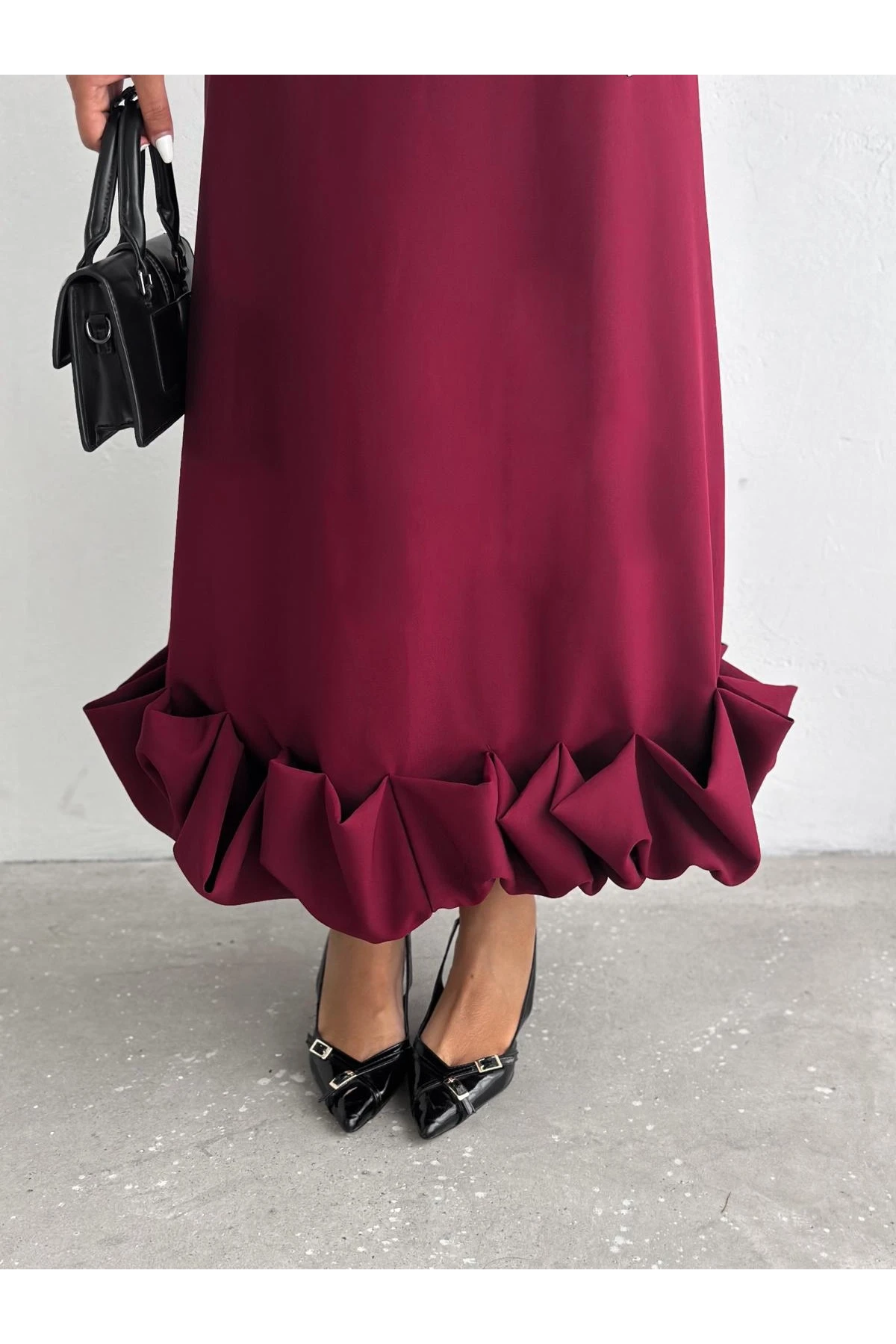 İthal Dabıl Kumaş Maxi Tasarım Elbise