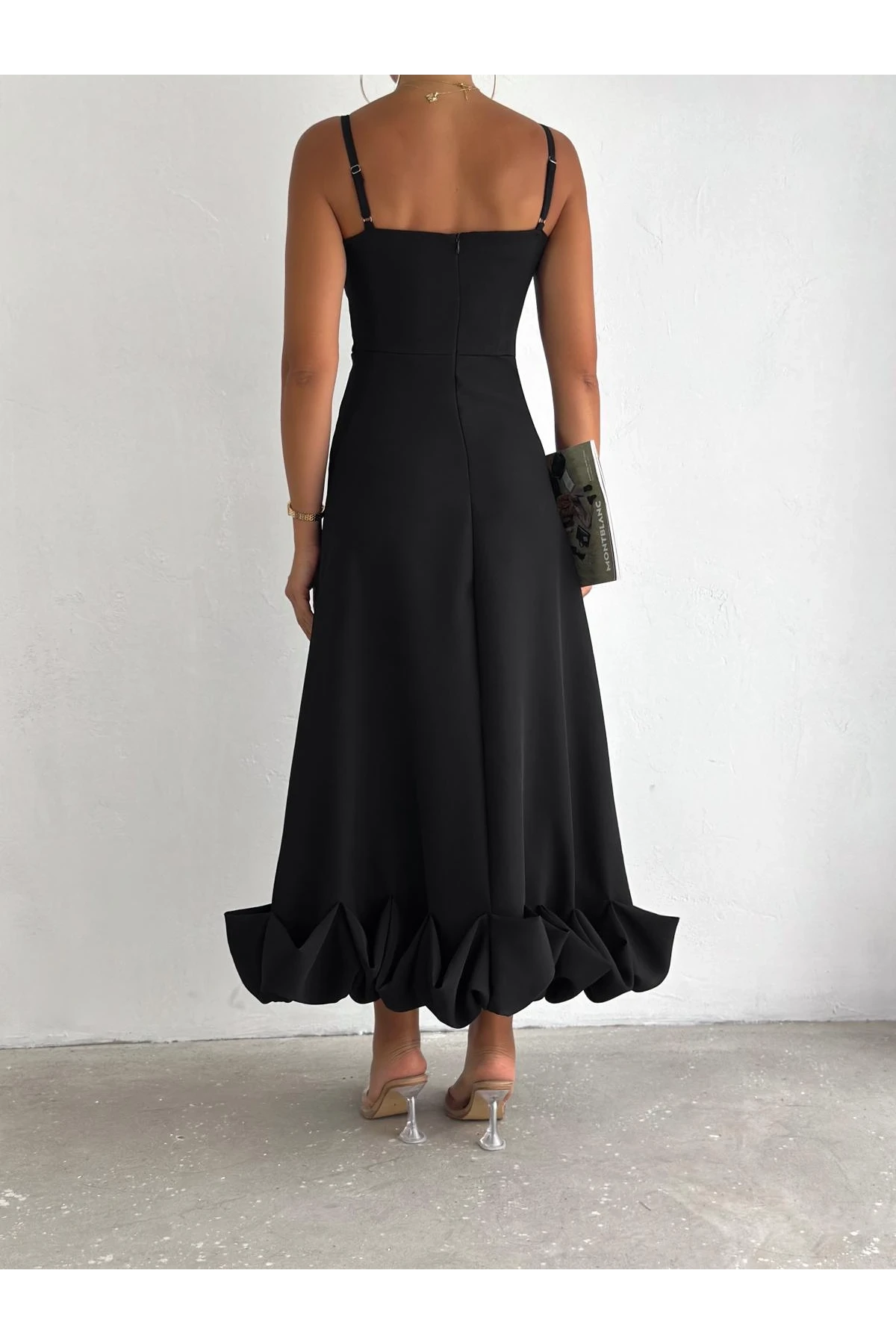 İthal Dabıl Kumaş Maxi Tasarım Elbise