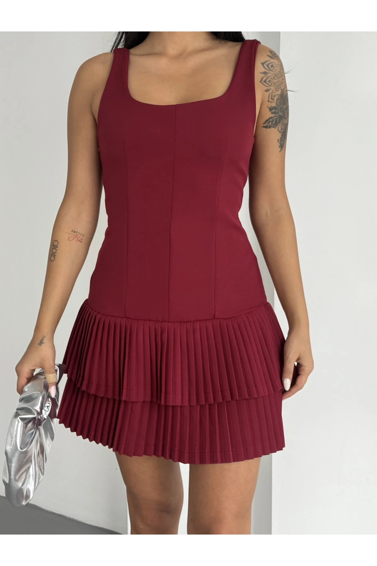 İthal Dabıl Kumaş Piliseli Z@ra@ Model Elbise ** İçi şortludur